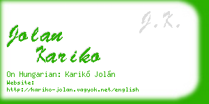 jolan kariko business card